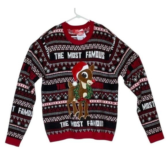 Rudolph The Red-Nosed Reindeer Acrylic Christmas Sweater Men's XXL - Picture 1 of 10